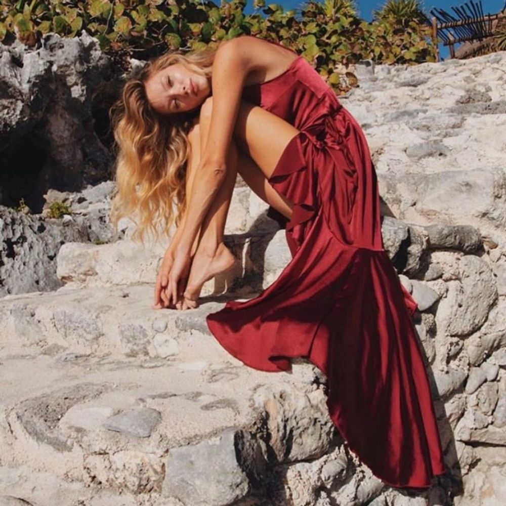 LUXXEL Maxi Dress Sexy Side Split NWT Size Small